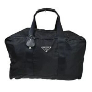 Prada Boston Bag Shoulder Handbag Black Leather Key Bell Padlock